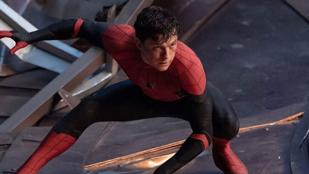 Tom Holland posing as Spider-man