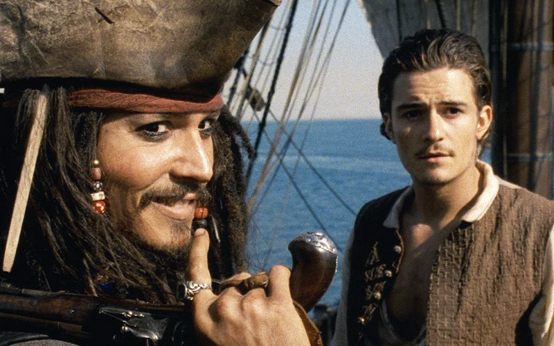 Pirates of the Caribbean: The Curse of the Black Pearl (2003) feat. Johnny Depp and Orlando Bloom.