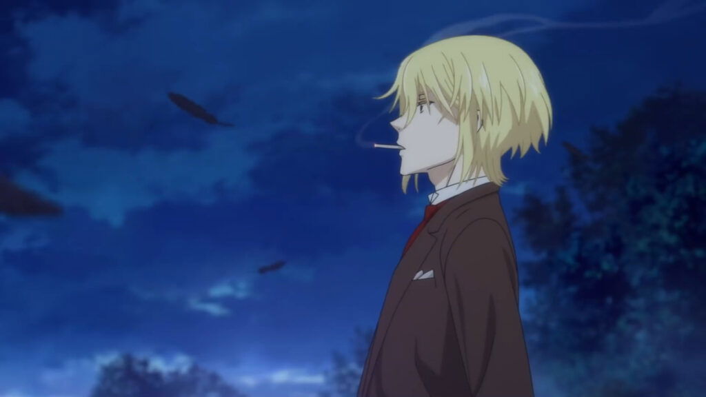 william james moriarty having a cigarette in Moriarty the Patriot.