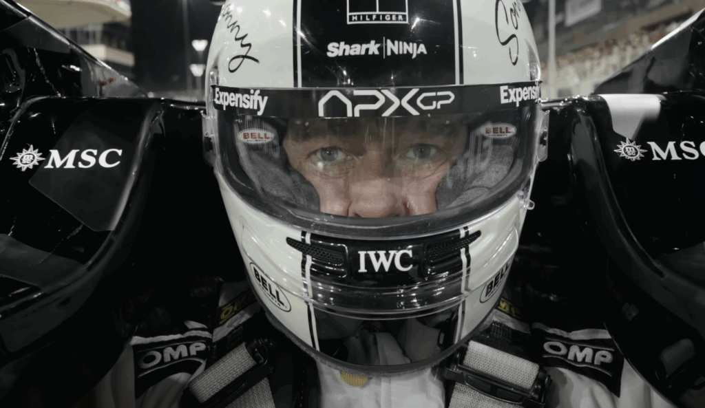 Brad Pitt in his F1 helmet 