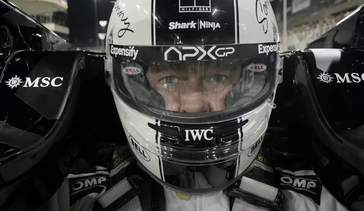 Brad Pitt in his F1 helmet