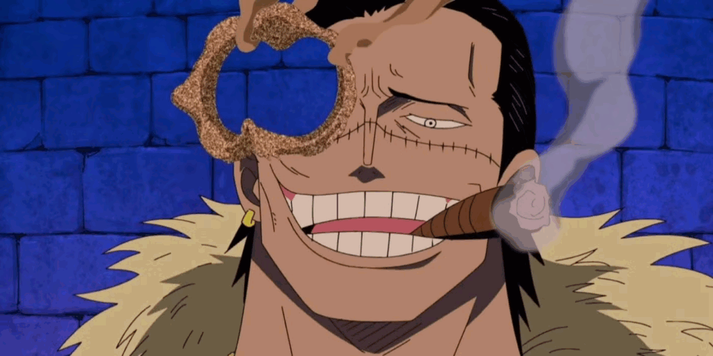 Crocodile avoids a bullet with his Logia Fruit in One Piece.