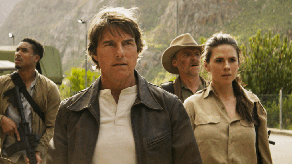 tom cruise and hayley atwell in a still from mission: impossible - the final reckoning