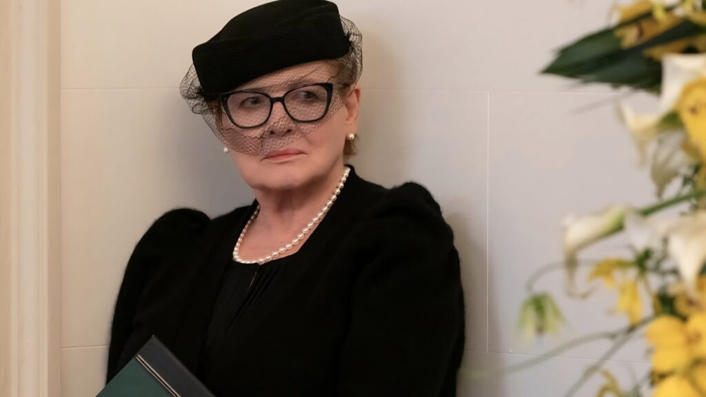 Woman at a funeral grieving