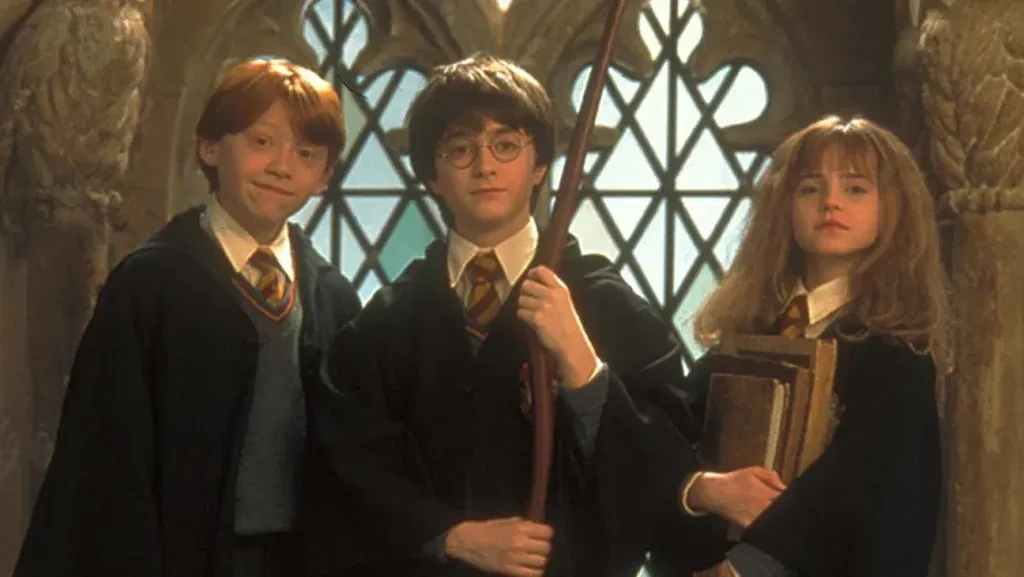 The golden trio in a still from the harry potter franchise