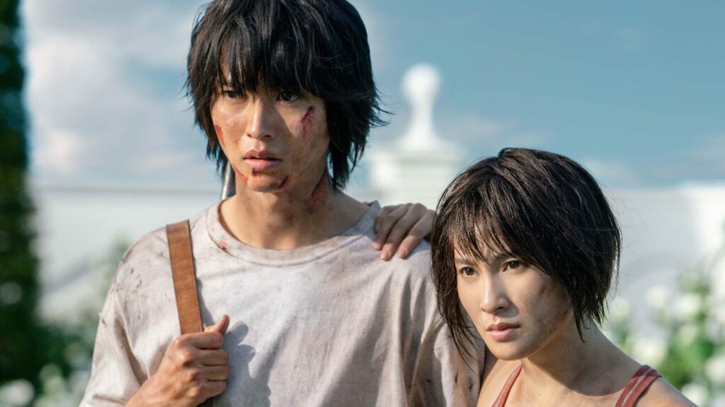 Ryohei Arisu and Yuzuha Usagi, the two main protagonists from the Netflix series Alice in Borderland. 