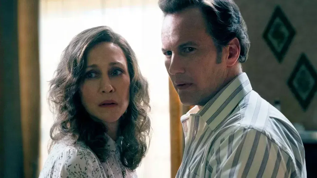 Vera Farmiga and Patrick Wilson as Lorraine and Ed Warren in The Conjuring: Last Rites