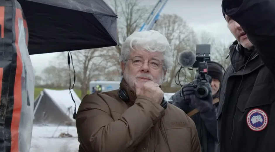 Star Wars creator George Lucas in a still