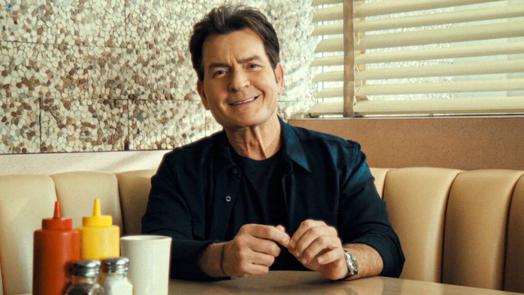 Charlie Sheen, in a cafe, for the documentary ‘aka Charlie Sheen"
