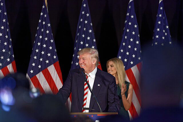 Donald Trump in Aston, Pennsylvania, with his daughter, Ivanka Trump.