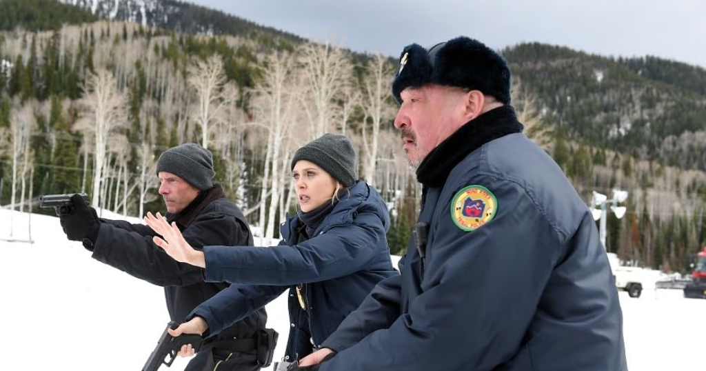 Graham Greene, Hugh Dillon, and Elizabeth Olsen in Wind River 