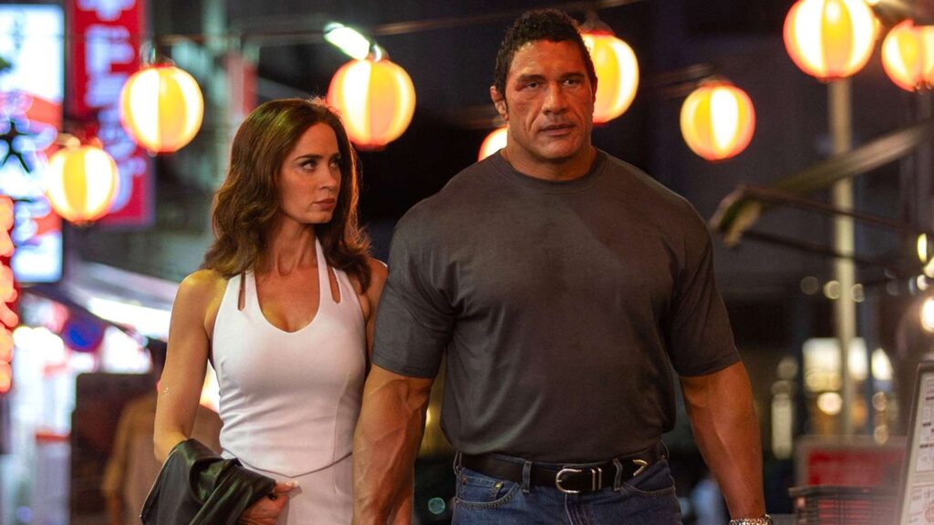 Dwayne Johnson and Emily Blunt in The Smashing Machine