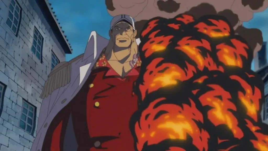 akainu using his magu magu no mi devil fruit