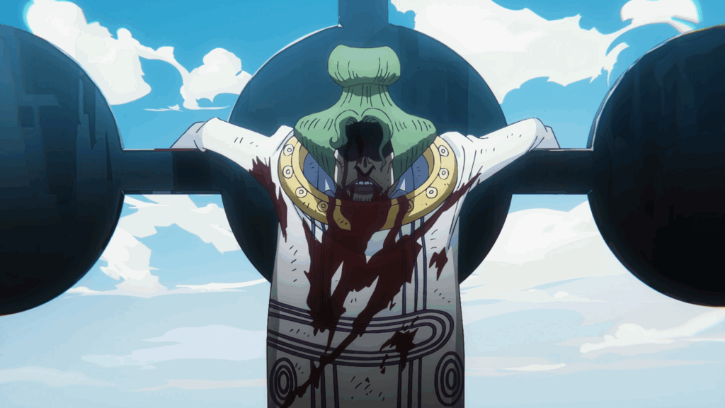Mjosgard's execution in One Piece. 
