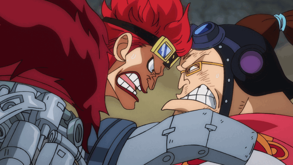 Kid confronts Scratchmen Apoo in One Piece. 