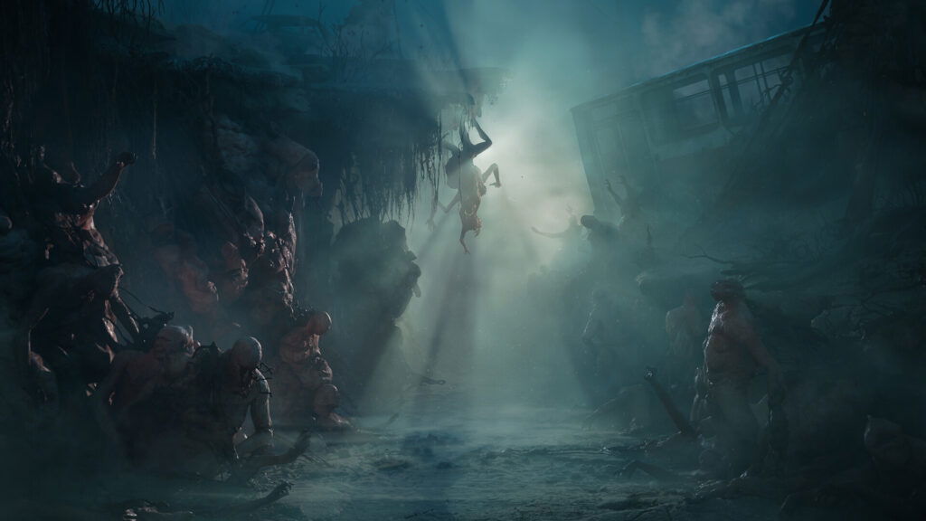 A cinematic screenshot from Cronos: The New Dawn showcasing the game's atmospheric horror aspect.