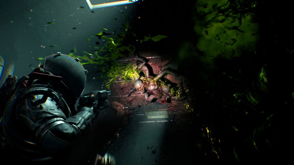 Cronos: The New Dawn gameplay screenshot showing the player in an engagement with one of the "Orphans" enemies.