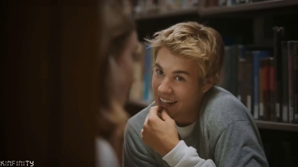 Justin Bieber is smiling