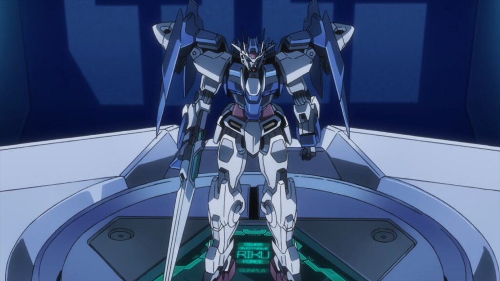 A figurine of a suit in Gundam Build Divers. 