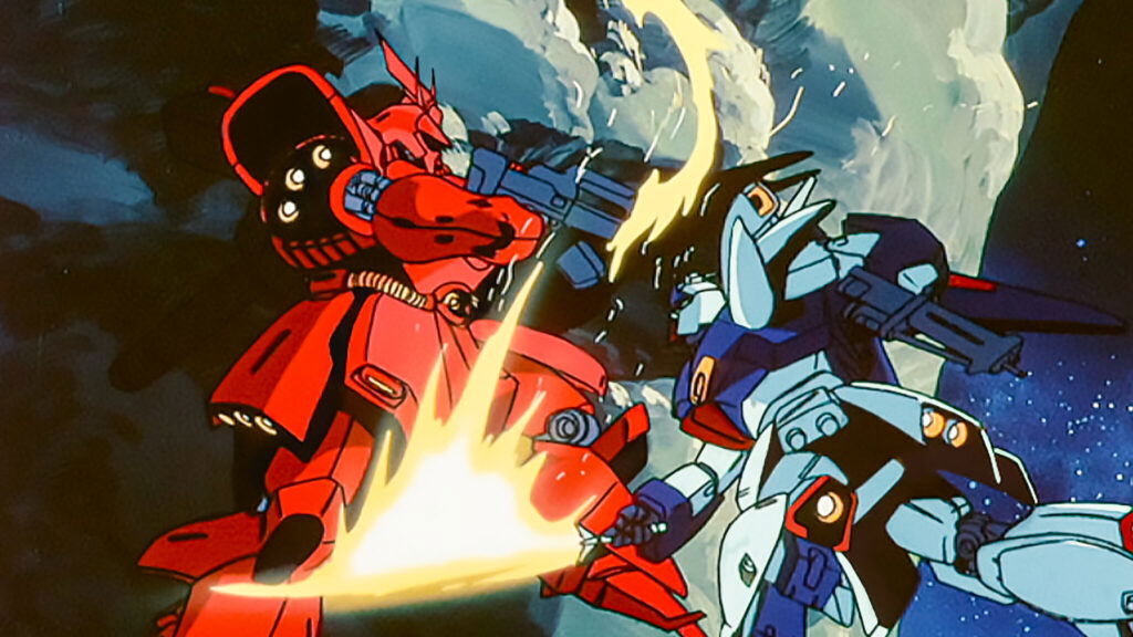 A battle in Gundam: Char's Counterattack. 