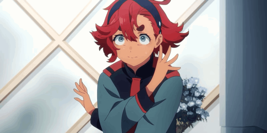 Suletta uses her powers in Gundam: The Witch From Mercury. 