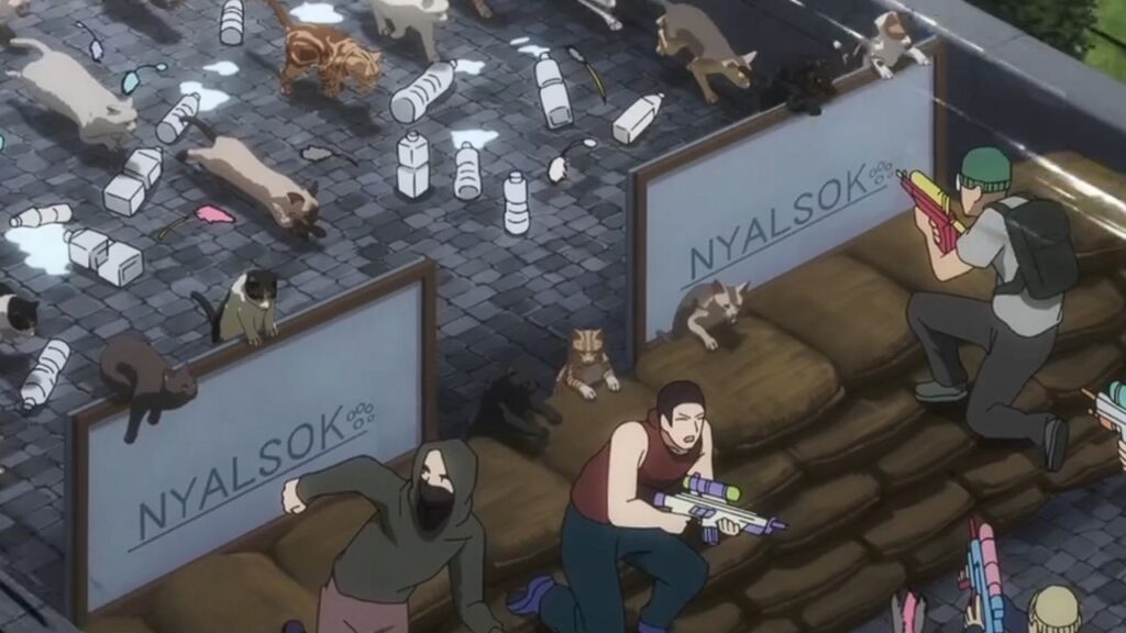 Cats attacking in Nyaight of the Living Cat episode 10