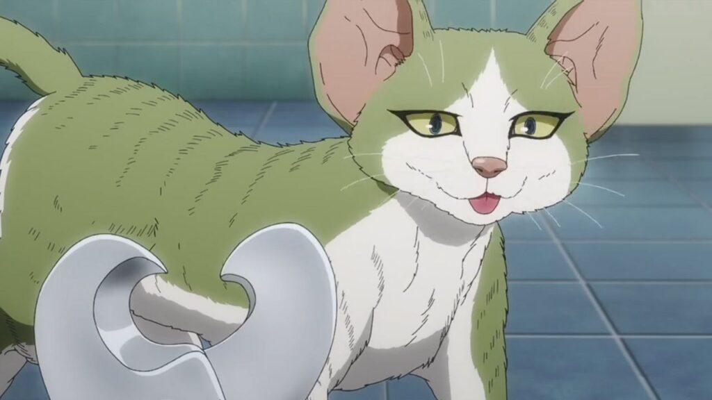 The cat getting its nails trimmed in Nyaight of the Living Cat episode 10