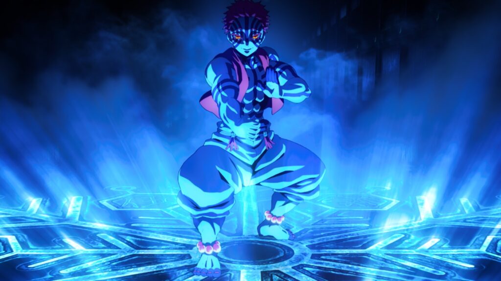 Akaza fighting in Infinity Castle