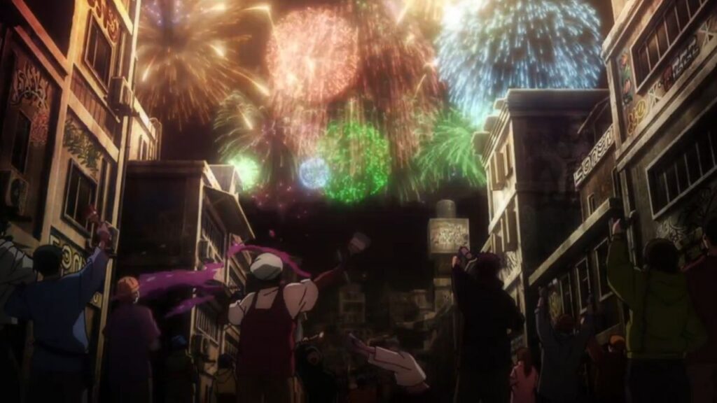 Canvas City celebrating in Gachiakuta episode 9