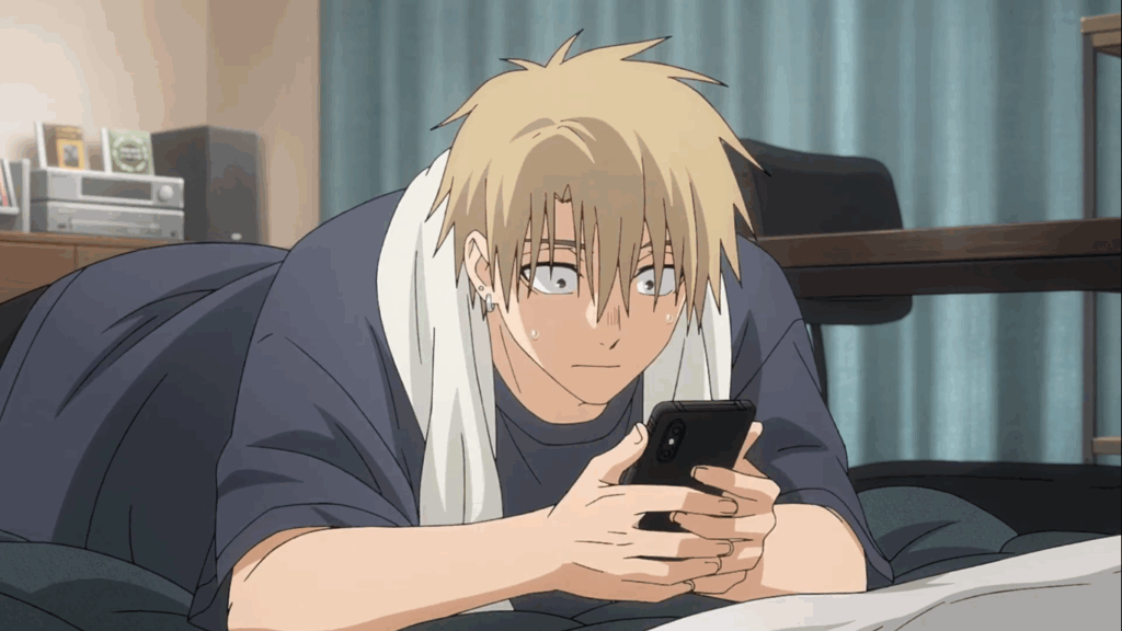 rintaro checks subaru message in The fragrant flower blooms with dignity