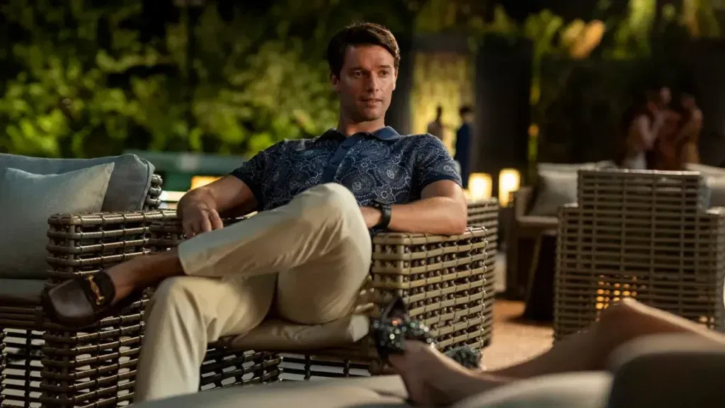 Patrick Schwarzenegger in a still from The White Lotus