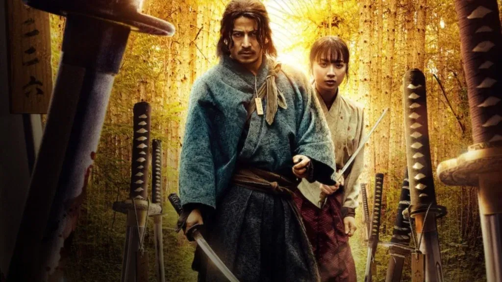 Okada stands guard in Last Samurai Standing with his katana