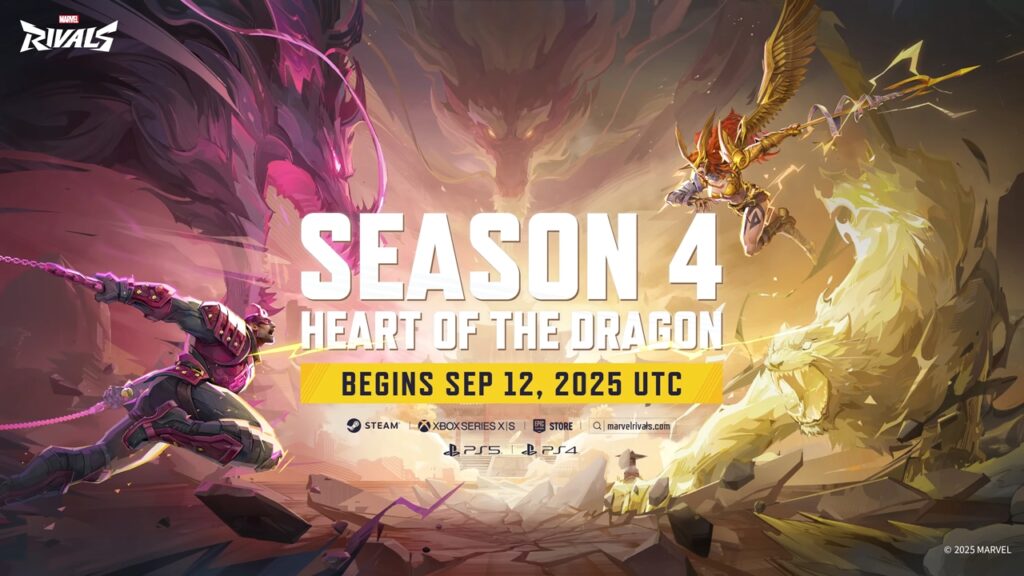 Screenshot of promotional artwork for Marvel Rivals Season 4: Heart of the Dragon launch time.