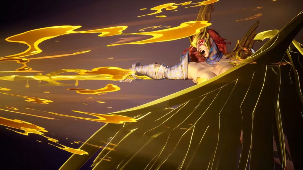 Marvel Rivals screenshot featuring a shot of Angela driving her spear into something off-screen.