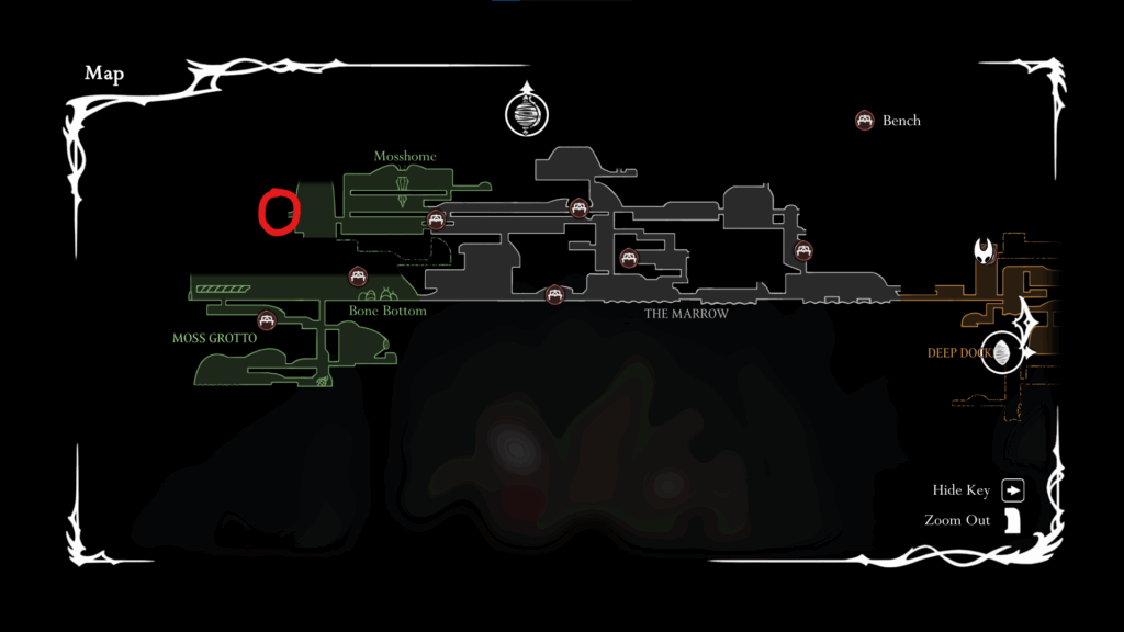 Screengrab of the map from Hollow Knight Silksong