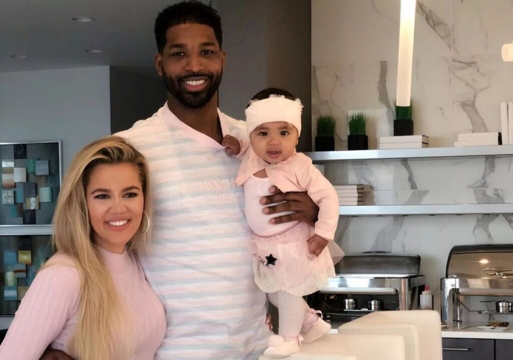 Khloe Kadashian and Tristan Thompson with their daughter, True Thompson.