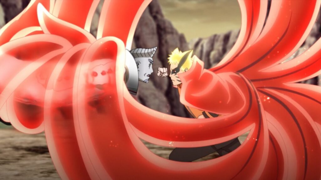 Naruto is punching his opponent in Boruto anime
