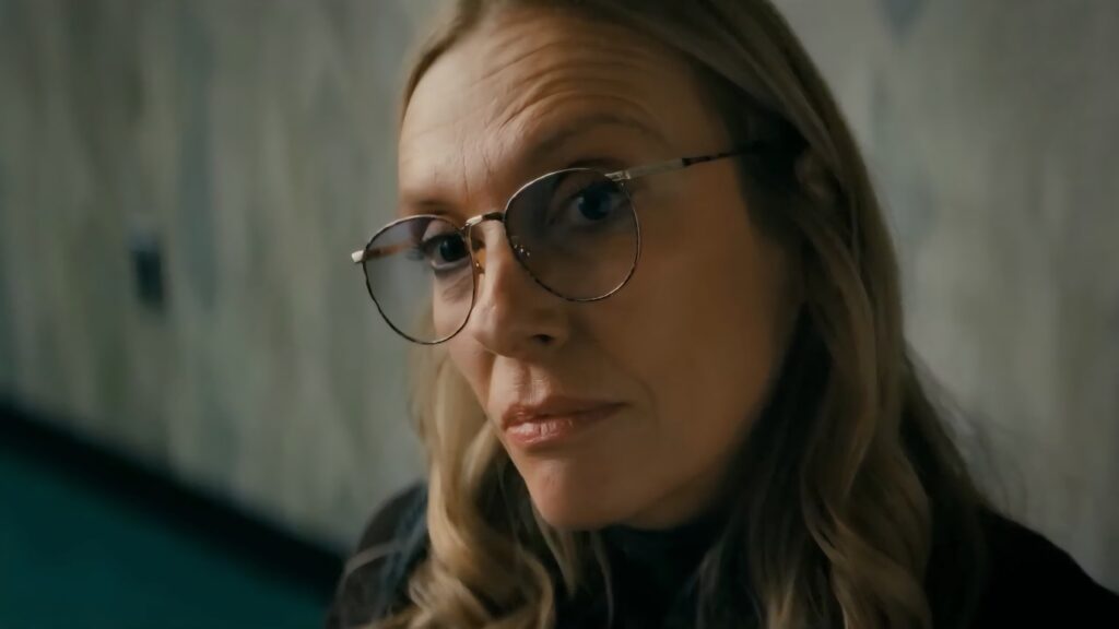 A woman listens with concern