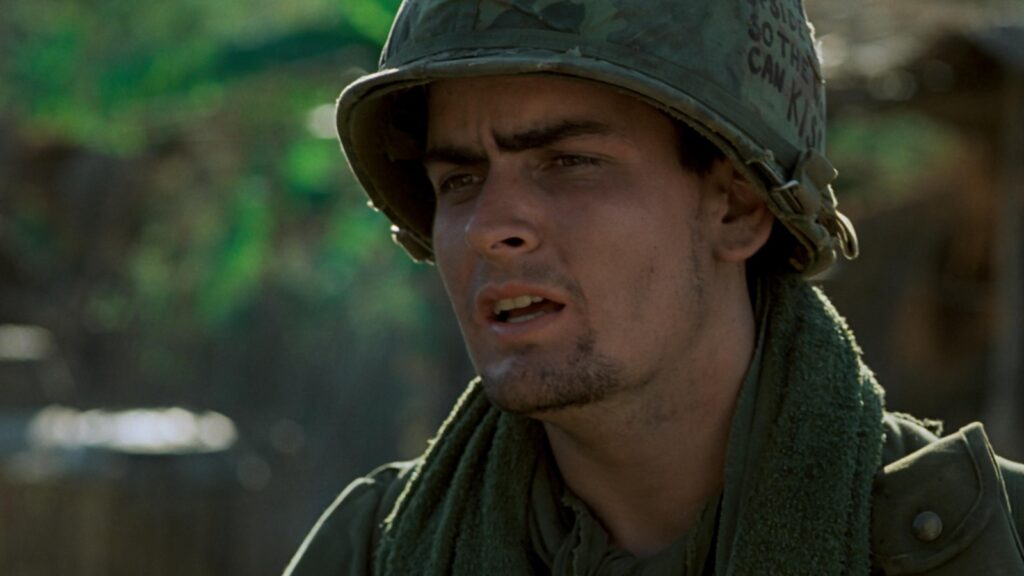 Charlie Sheen in a still from Platoon