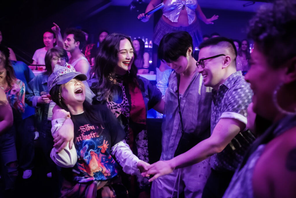 A group of friends enjoying inside a club