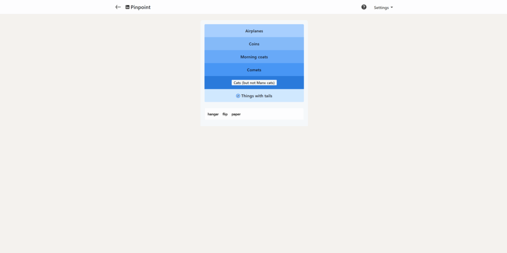 A screenshot of today's LinkedIn Pinpoint.