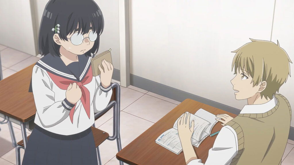 hana goes to talk to ueno in class