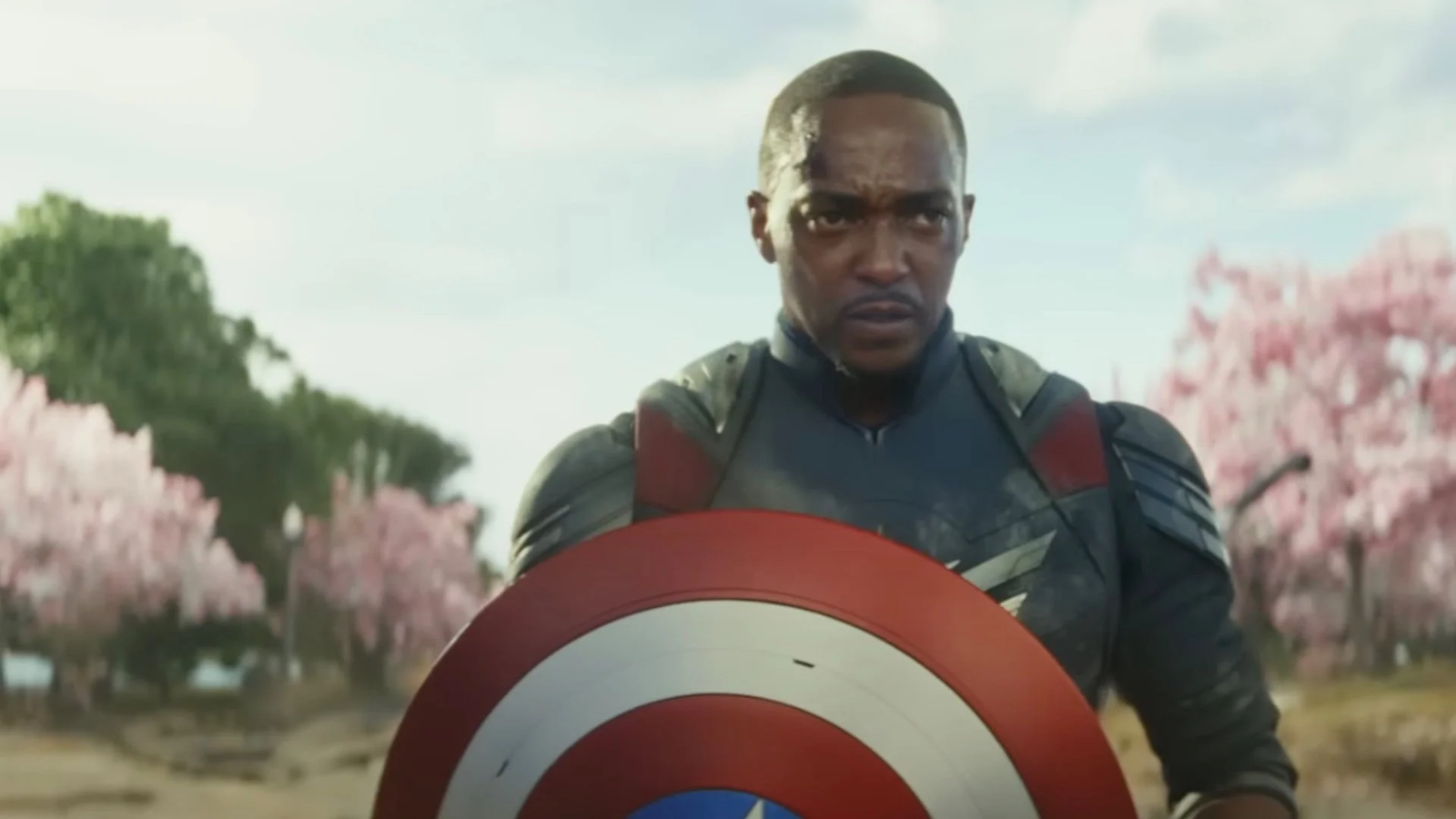 Mackie plays Captain America in the MCU.