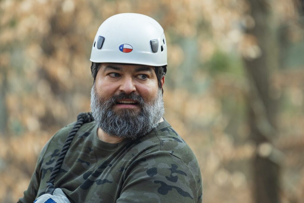 A man wearing a helmet