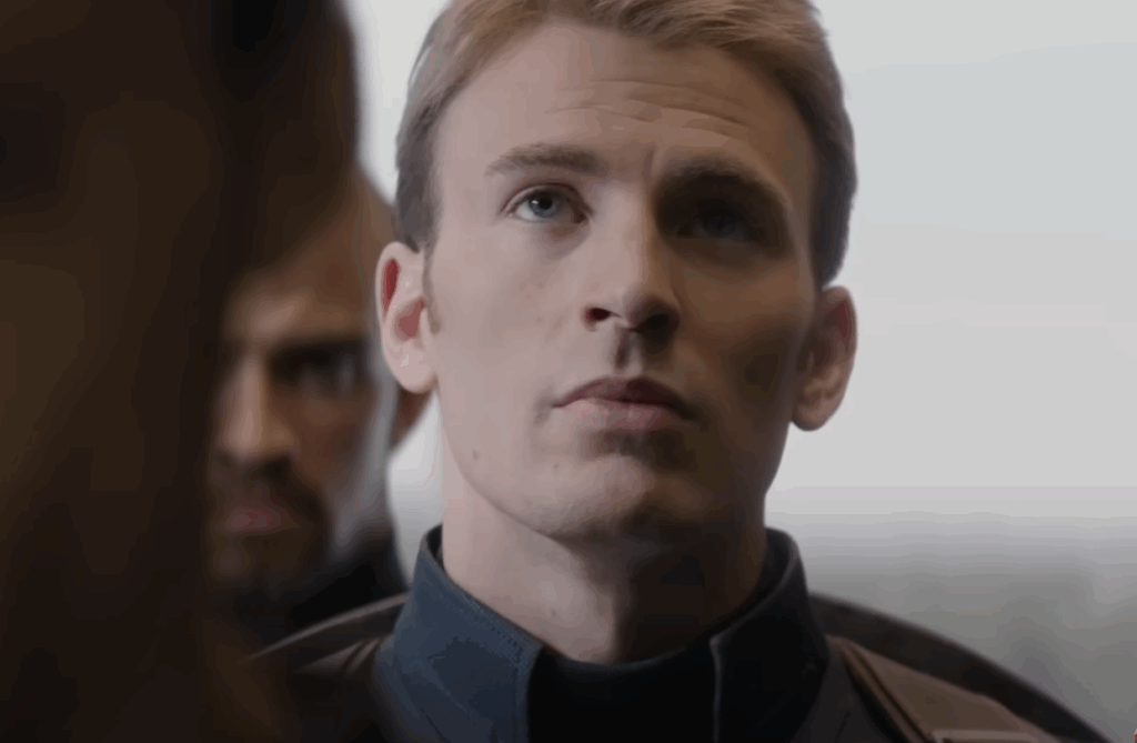 Chris Evans during the elevator fight scene in  Captain America: The Winter Soldier. 