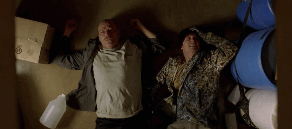 jesse and walt after a fight laying down