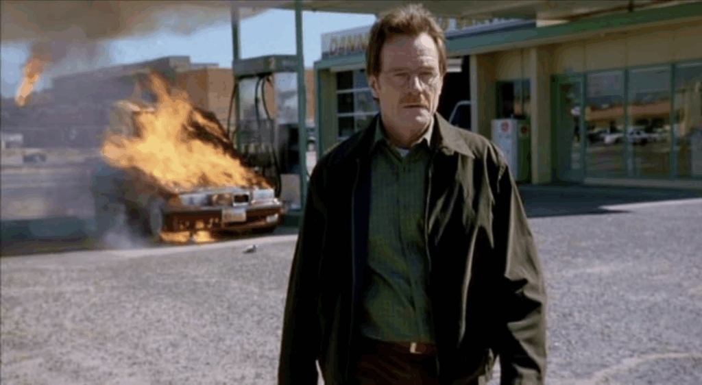 walter walking away from an explosion