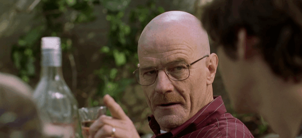 walter holding up a drink