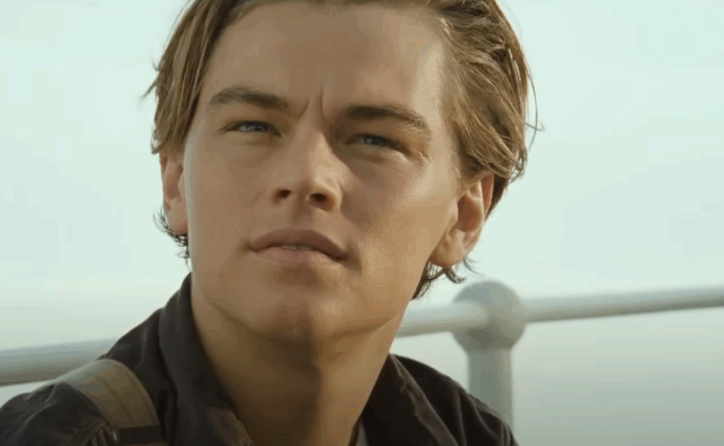 Leonardo DiCaprio's jack sees Rose for the first time in Titanic.