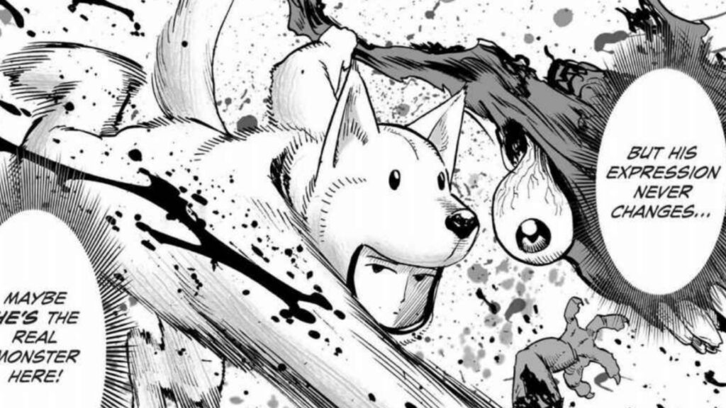Watchdog Man during a fight in One Punch Man manga
